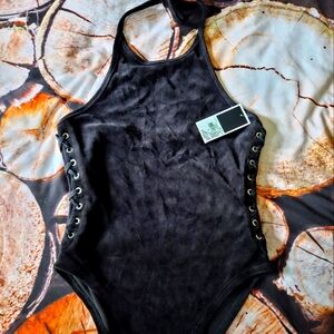 BNWT juicy couture velours lace up bodysuit small